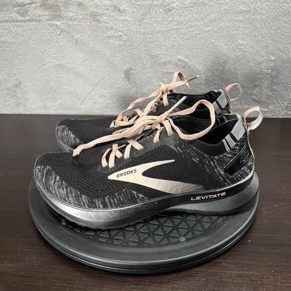 Brooks Womens Size 7.5B Levitate 4 Black Pink Lace Up Athletic Comfort Shoes - Picture 3 of 10